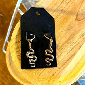 Gold plated snake huggie hoop earrings swamp collection Florida